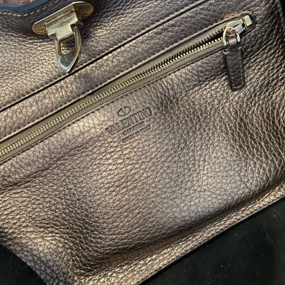 Valentino Garavani Metallic Tote with Gold Studs - Picture 12 of 16